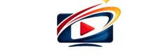 Minimalistisch IPTV icoon met een modern tv scherm, rode play knop en dynamische streaming boog in blauw rood en goud, ontworpen als herkenbaar merkicoon voor IPTVBelgieTVPlus en geschikt voor IPTV abonnementen en live TV streaming.