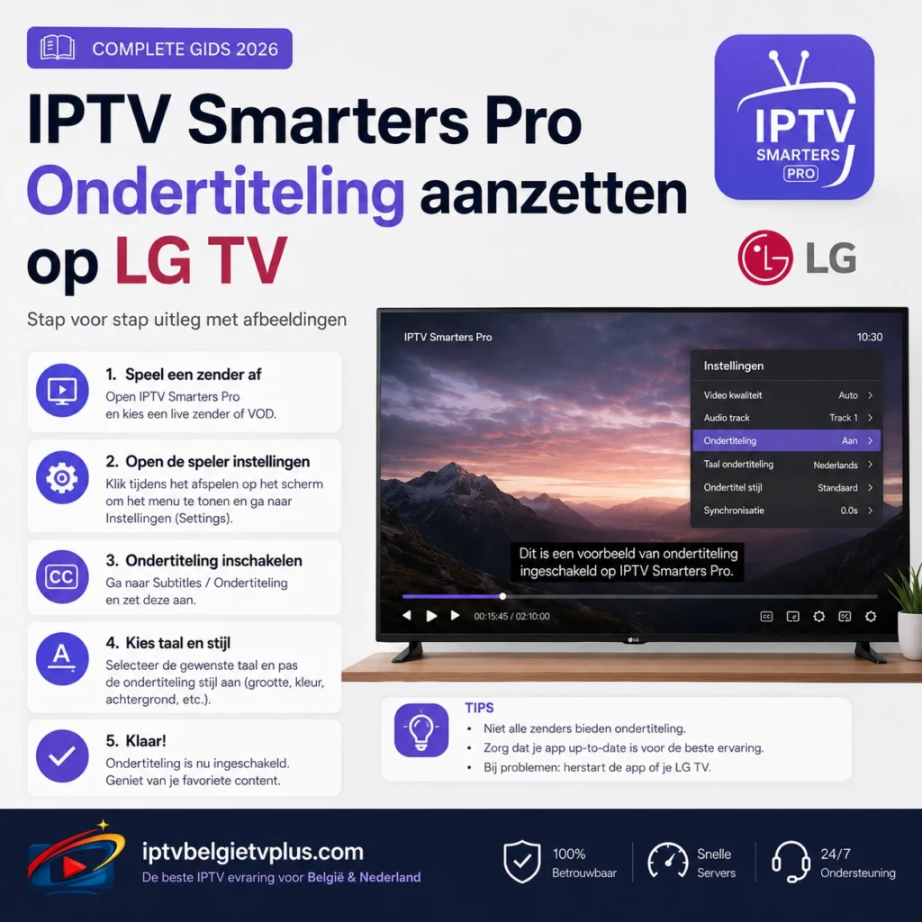 IPTV Smarters Pro ondertiteling aanzetten LG TV